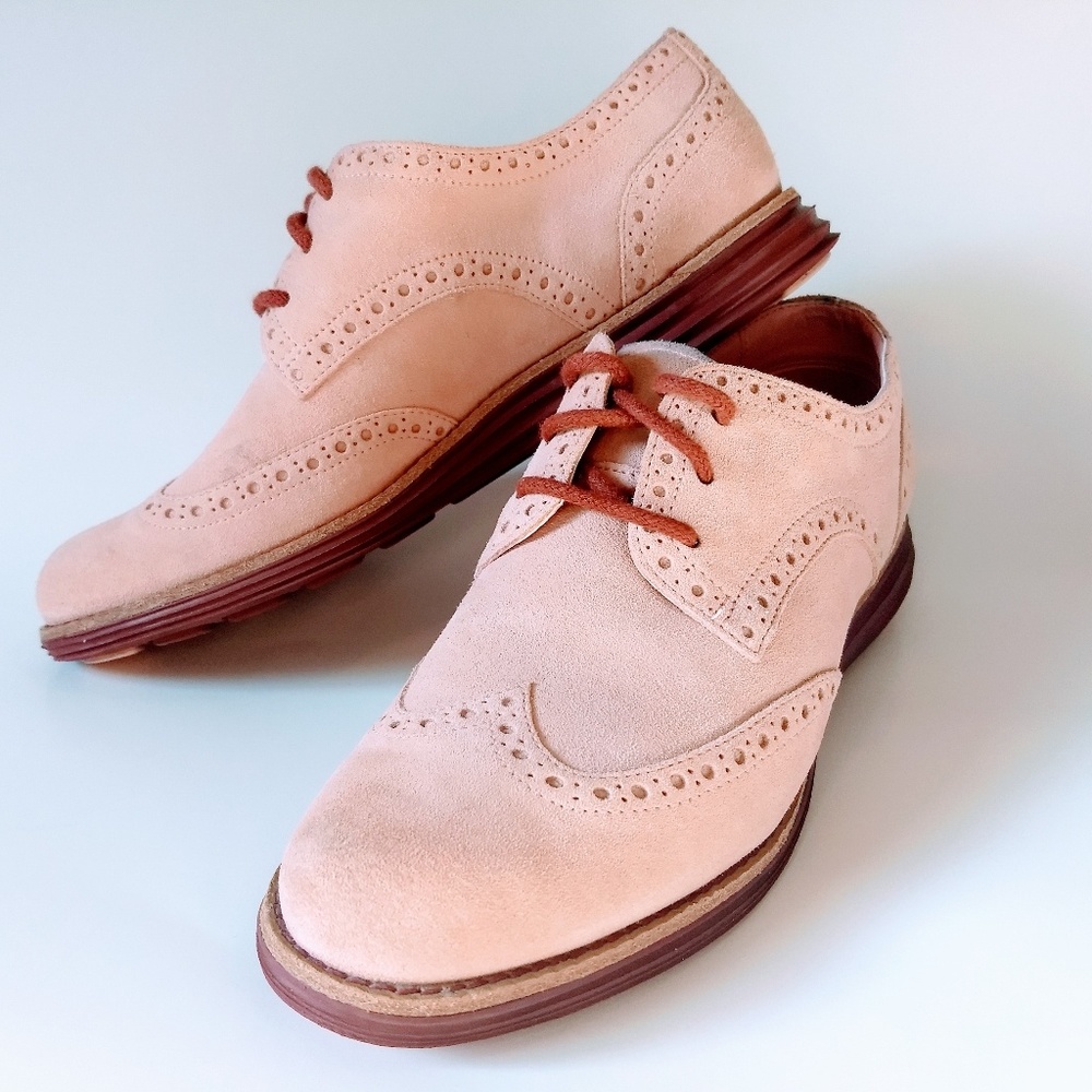 Cole Haan Rose Pink Suede Oxford Wingtips